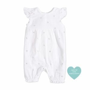 Aden + Anais Flutter Sleeve Romper - Silver Dot
